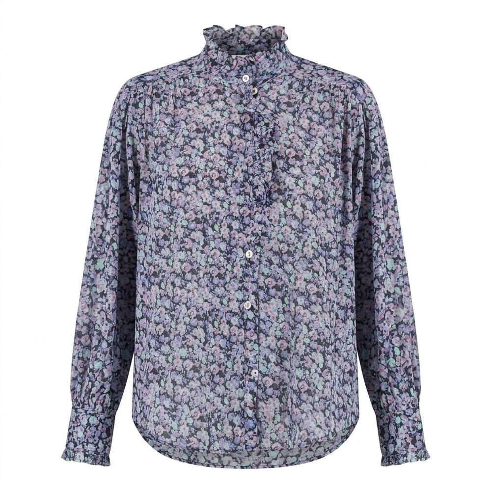 Isabel Marant Étoile Pamias Multicolor Floral Ruffle Blouse Women Size 38